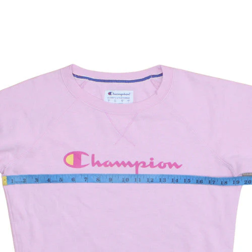 Champion Women's Pink Logo Sweatshirt Size S Crew Neck Pullover - Image 2
