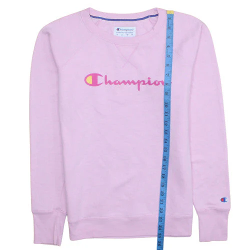 Champion Women's Pink Logo Sweatshirt Size S Crew Neck Pullover - Image 3