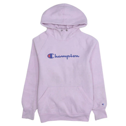 Champion Womens Pink Pullover Hoodie Small Logo Graphic Casual