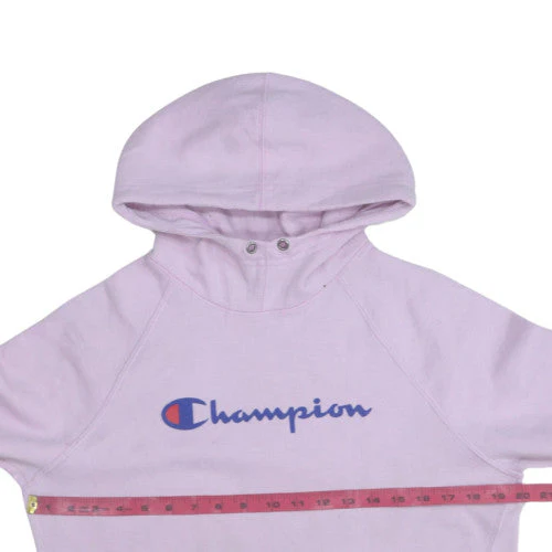 Champion Womens Pink Pullover Hoodie Small Logo Graphic Casual - Image 3