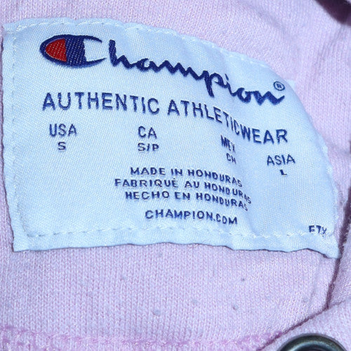 Champion Womens Pink Pullover Hoodie Small Logo Graphic Casual - Image 5