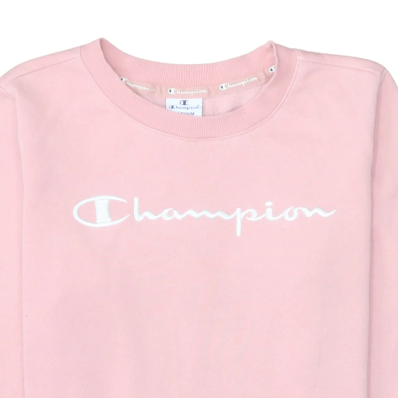 Champion Womens Pink Pullover Sweatshirt Medium Crew Neck Logo Cotton Blend - Image 8
