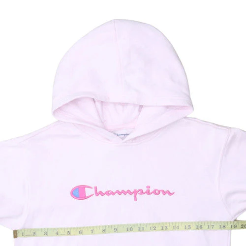Champion Womens Pink XL Pullover Hoodie Cotton Blend Logo Sweatshirt - Image 3