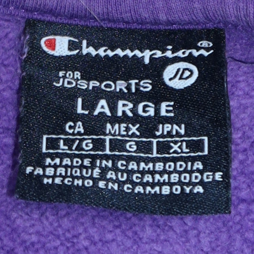 Champion Womens Purple Pullover Hoodie Large Cotton Casual - Image 5