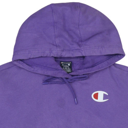 Champion Womens Purple Pullover Hoodie Large Cotton Casual - Image 7