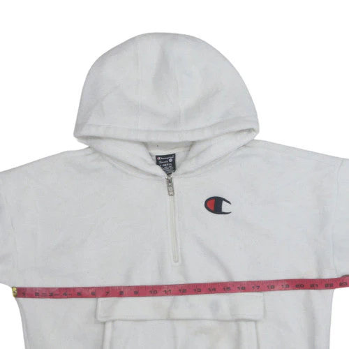 Champion Womens White Fleece 1/4 Zip Hooded Pullover XS - Image 3