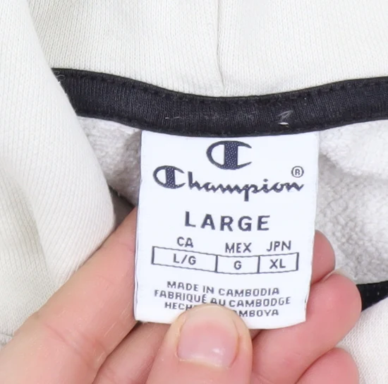 Champion Women's White Pullover Hoodie Large Cotton Blend - Image 4