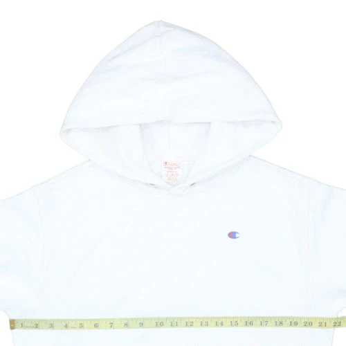 Champion Women's White Pullover Hoodie Small Logo Cotton Blend - Image 2
