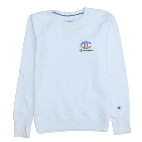 Champion Womens White Small Crew Neck Pullover Sweatshirt
