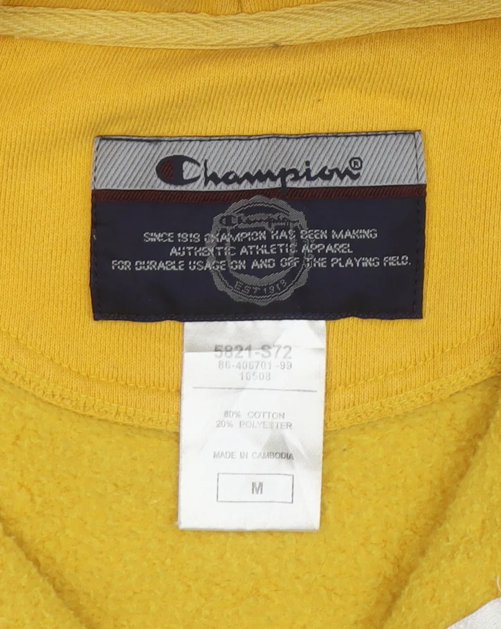 Champion Womens Yellow Full Zip Hoodie Cotton Blend M - Image 4