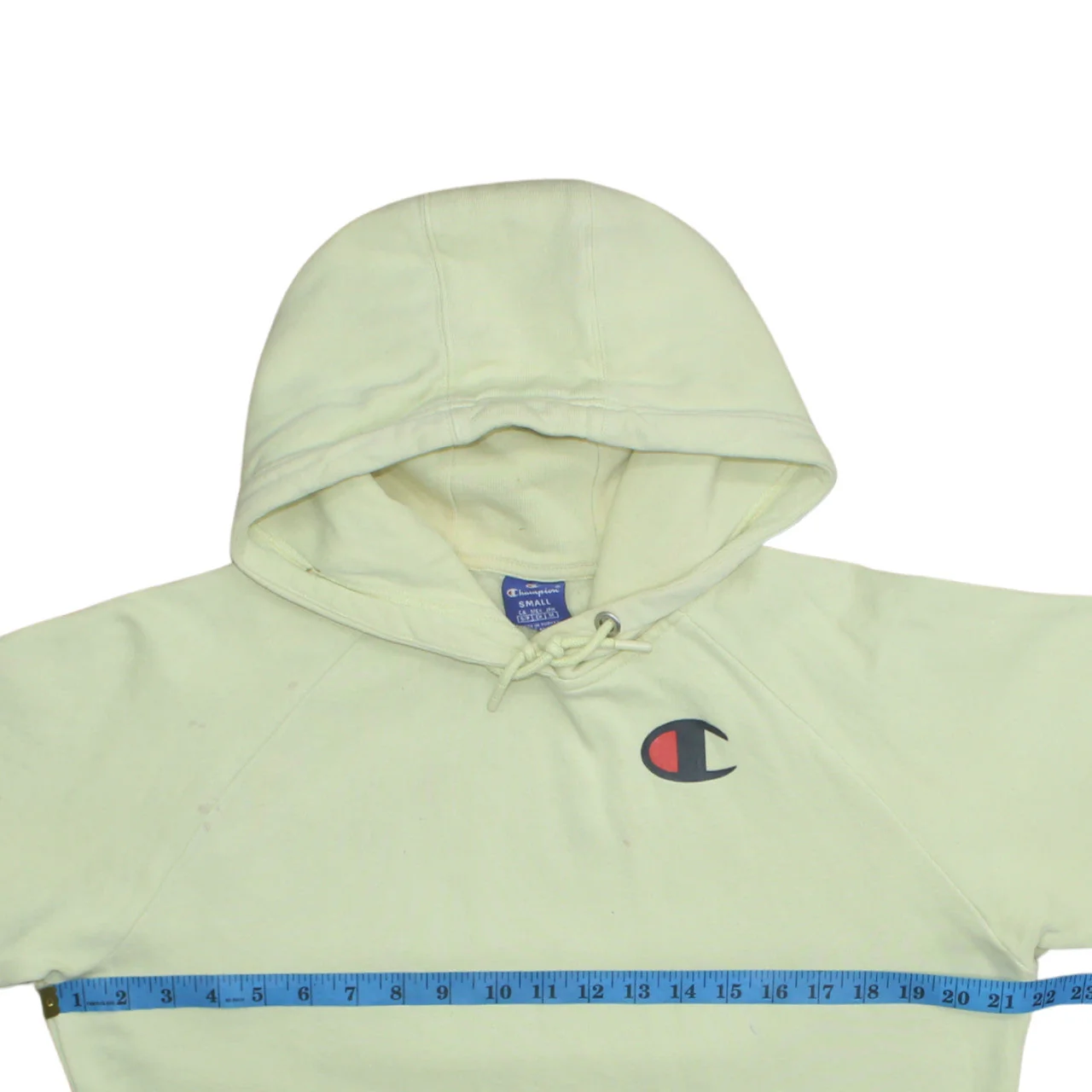 Champion Women's Yellow Pullover Hoodie Small Cotton Logo Jumper - Image 2