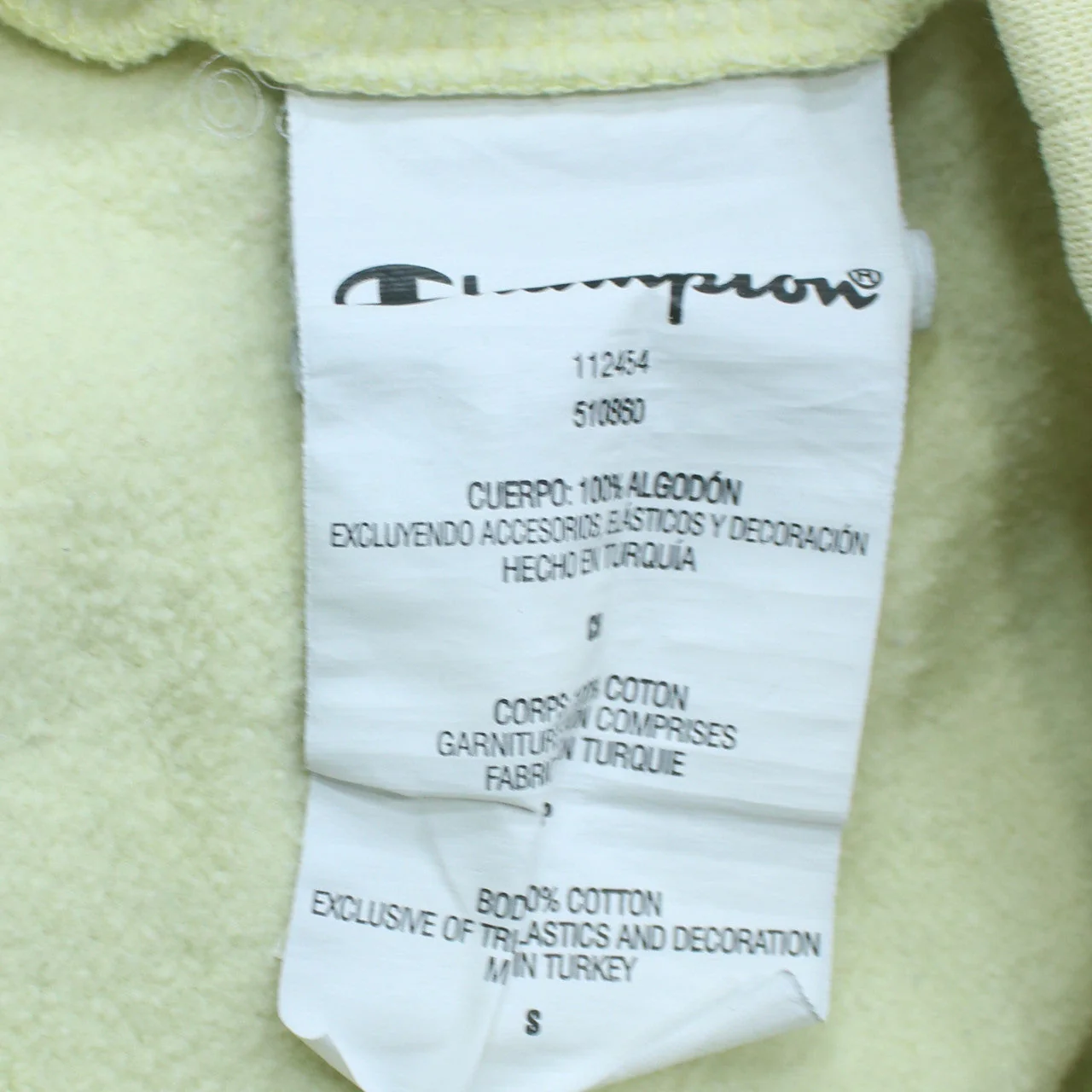 Champion Women's Yellow Pullover Hoodie Small Cotton Logo Jumper - Image 6