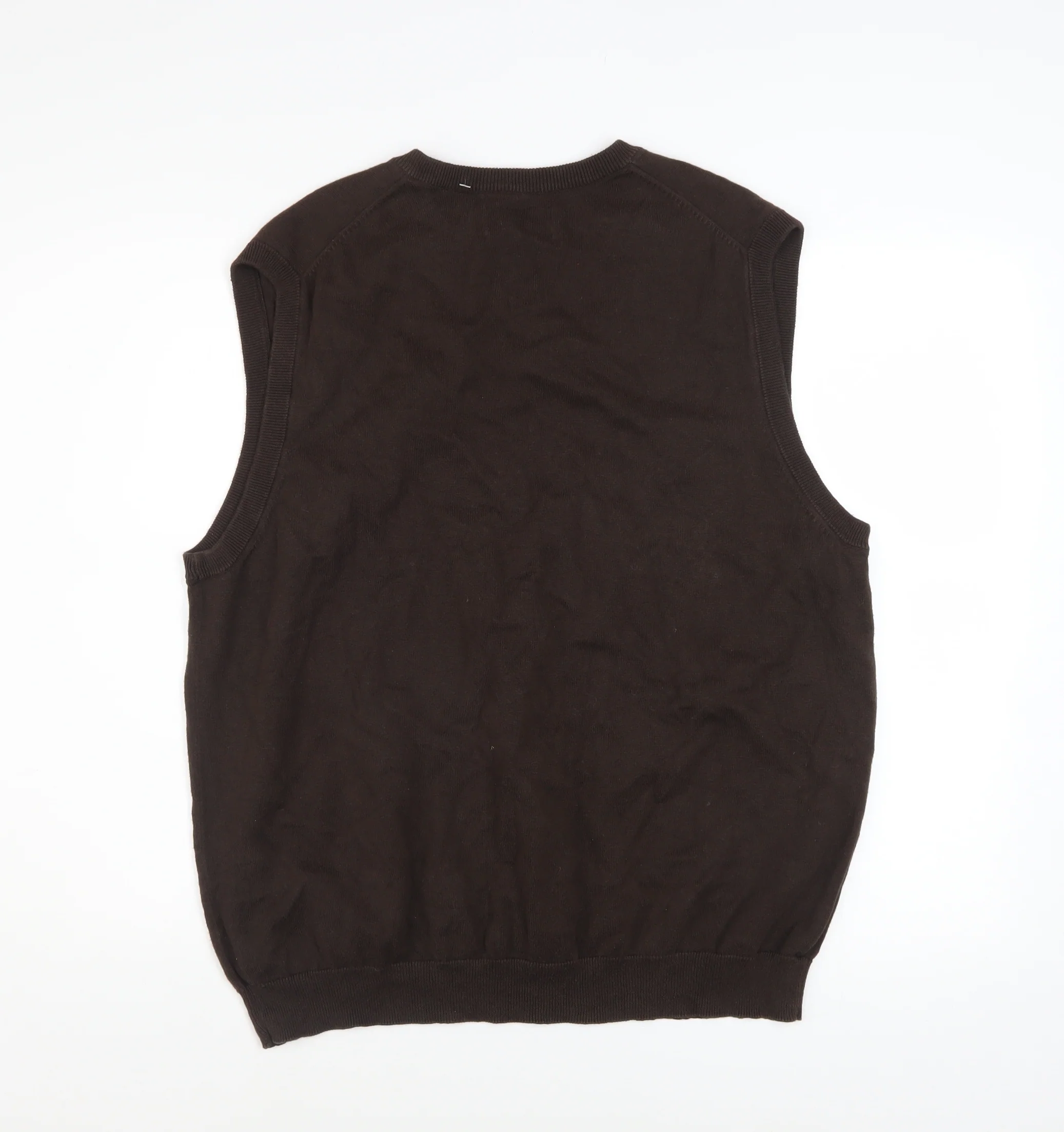 Chaps Men's Brown V-Neck Sleeveless Cotton Knit Vest XL - Image 3