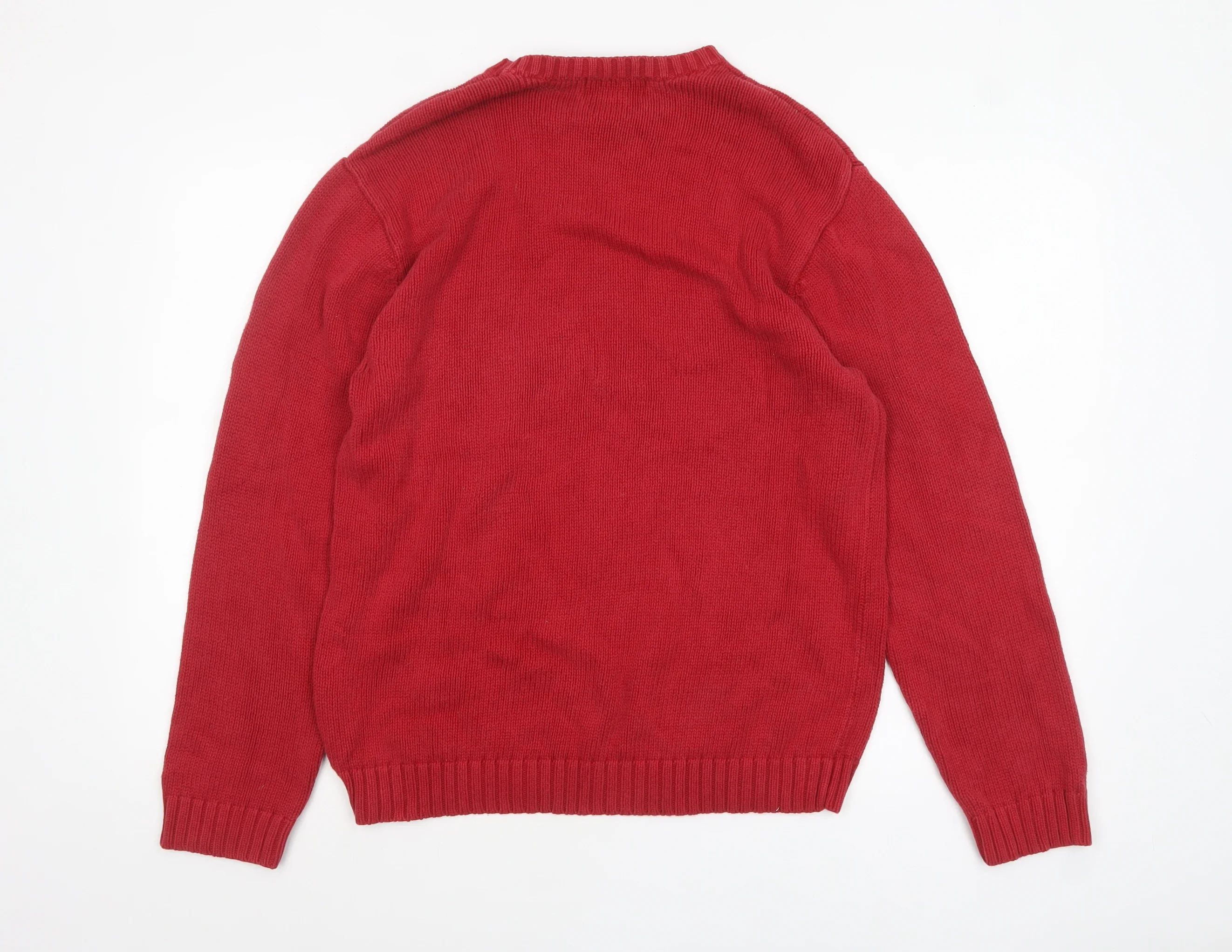 Chaps Men's Red Cotton Crew Neck Pullover Jumper Size S - Image 3