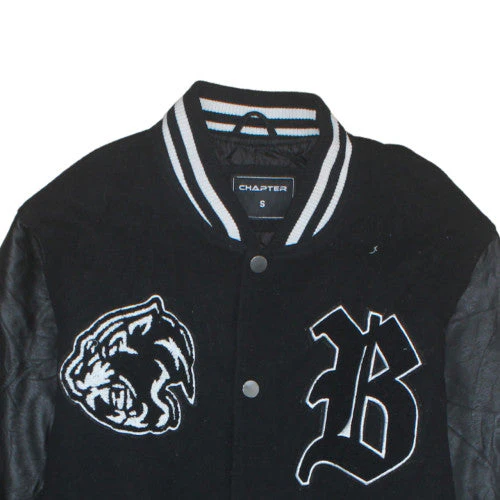 Chapter Men's Black Varsity Jacket Size S Brooklyn Embroidered Bomber - Image 8
