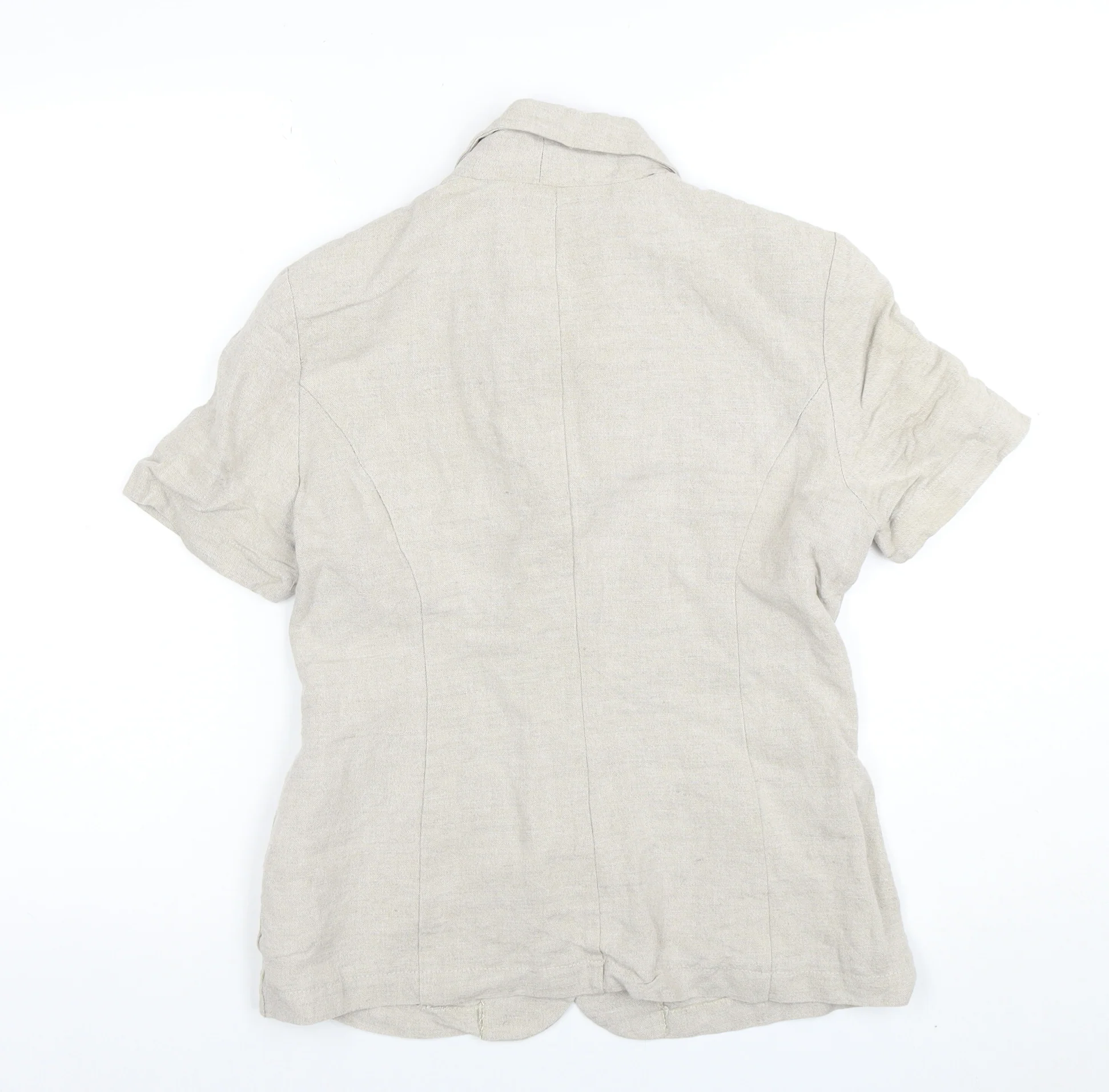 Charlotte Halton Beige Linen Blend Short Sleeve Blazer UK 10 - Image 3