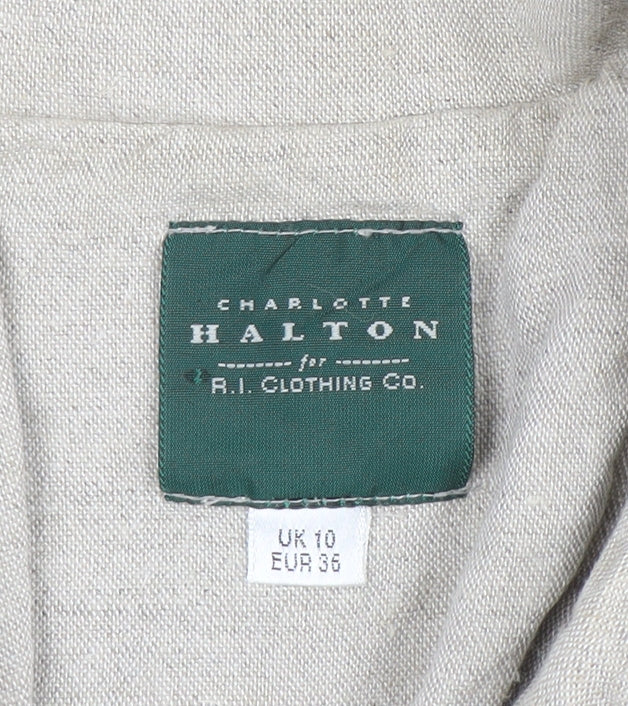 Charlotte Halton Beige Linen Blend Short Sleeve Blazer UK 10 - Image 4