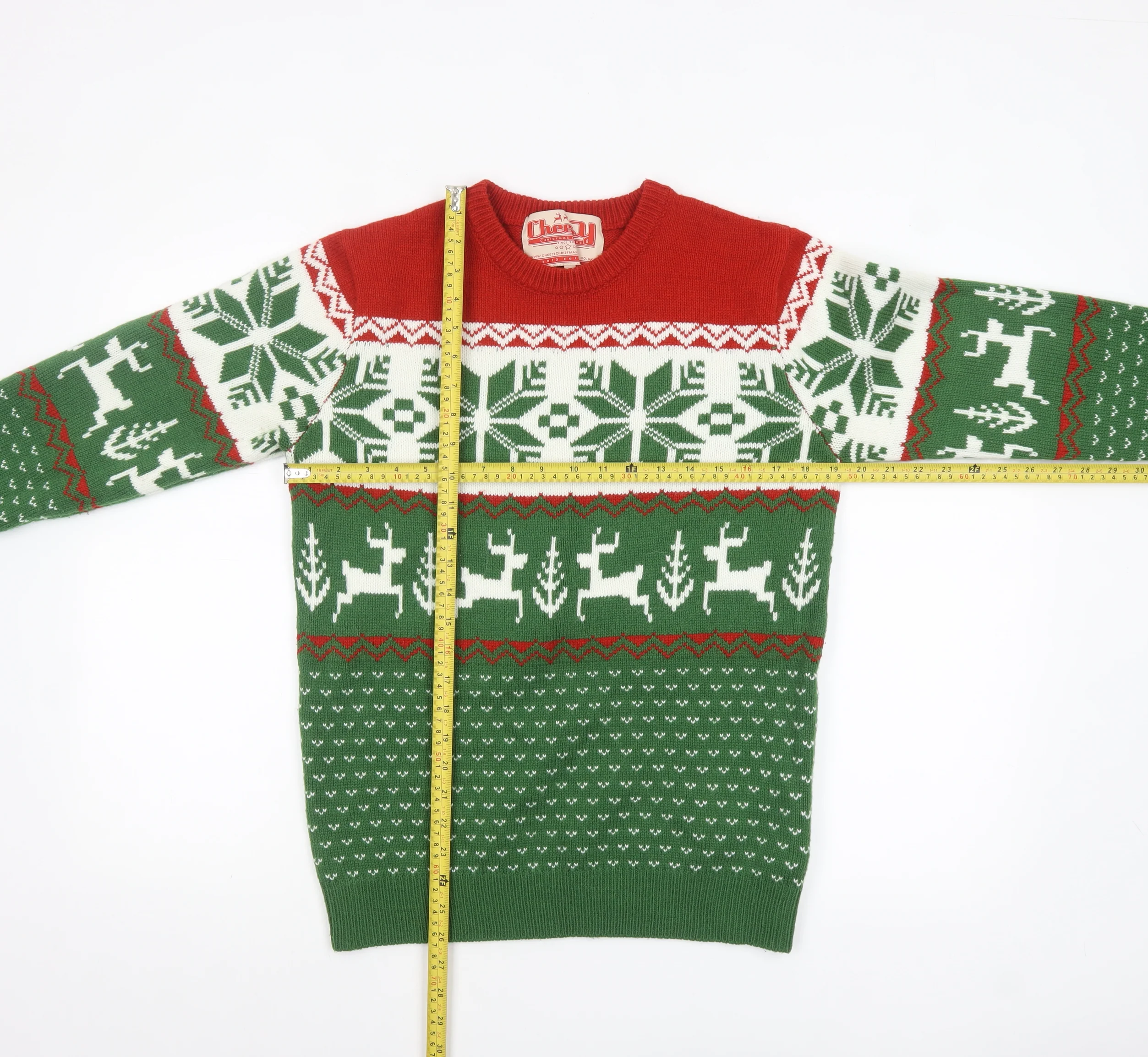 Cheesy Christmas Jumpers Men's Green M Fair Isle Reindeer Pullover - Image 2