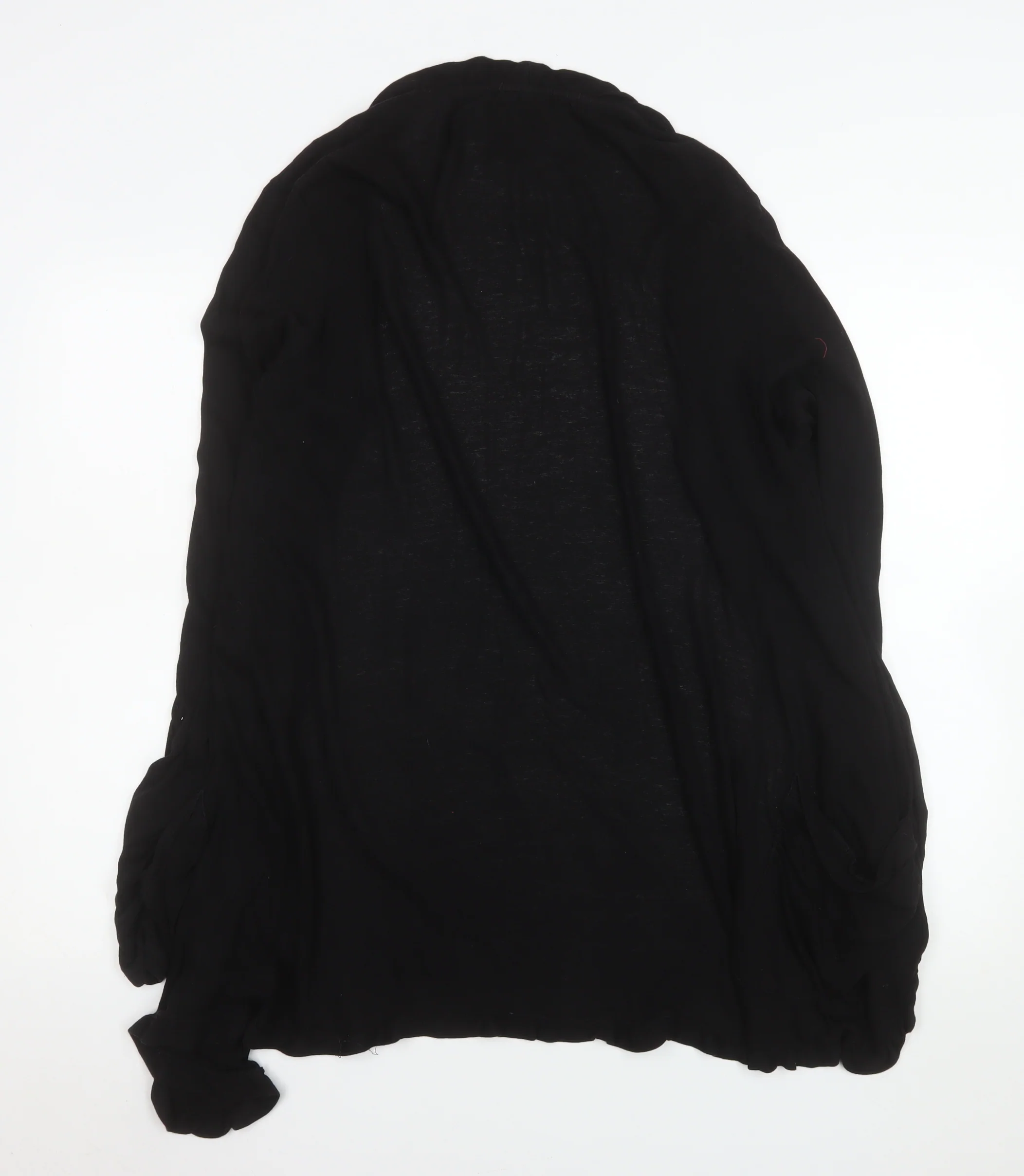 Chelsea & Theodore Women’s Black XL Open Ruffle Knit Cardigan - Image 3