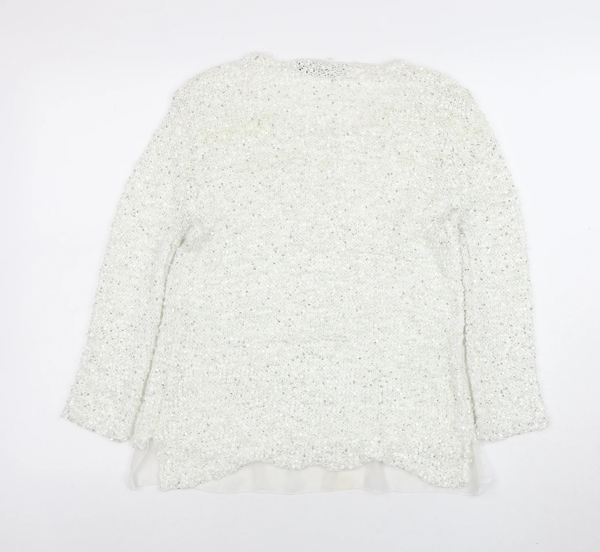 Cherry Couture Women's White Sequin Knit Pullover Jumper M - Image 3