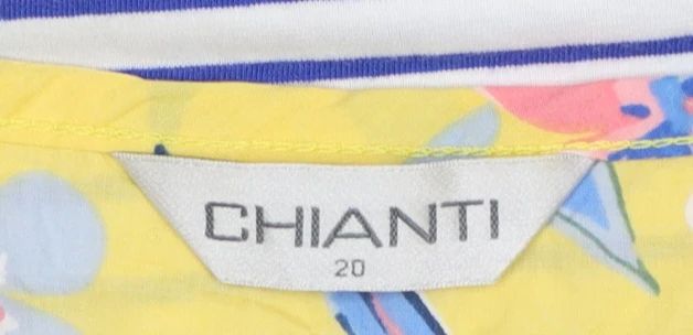 Chianti Women's Multicoloured Floral Stripe Jersey T-Shirt Size 20 - Image 5