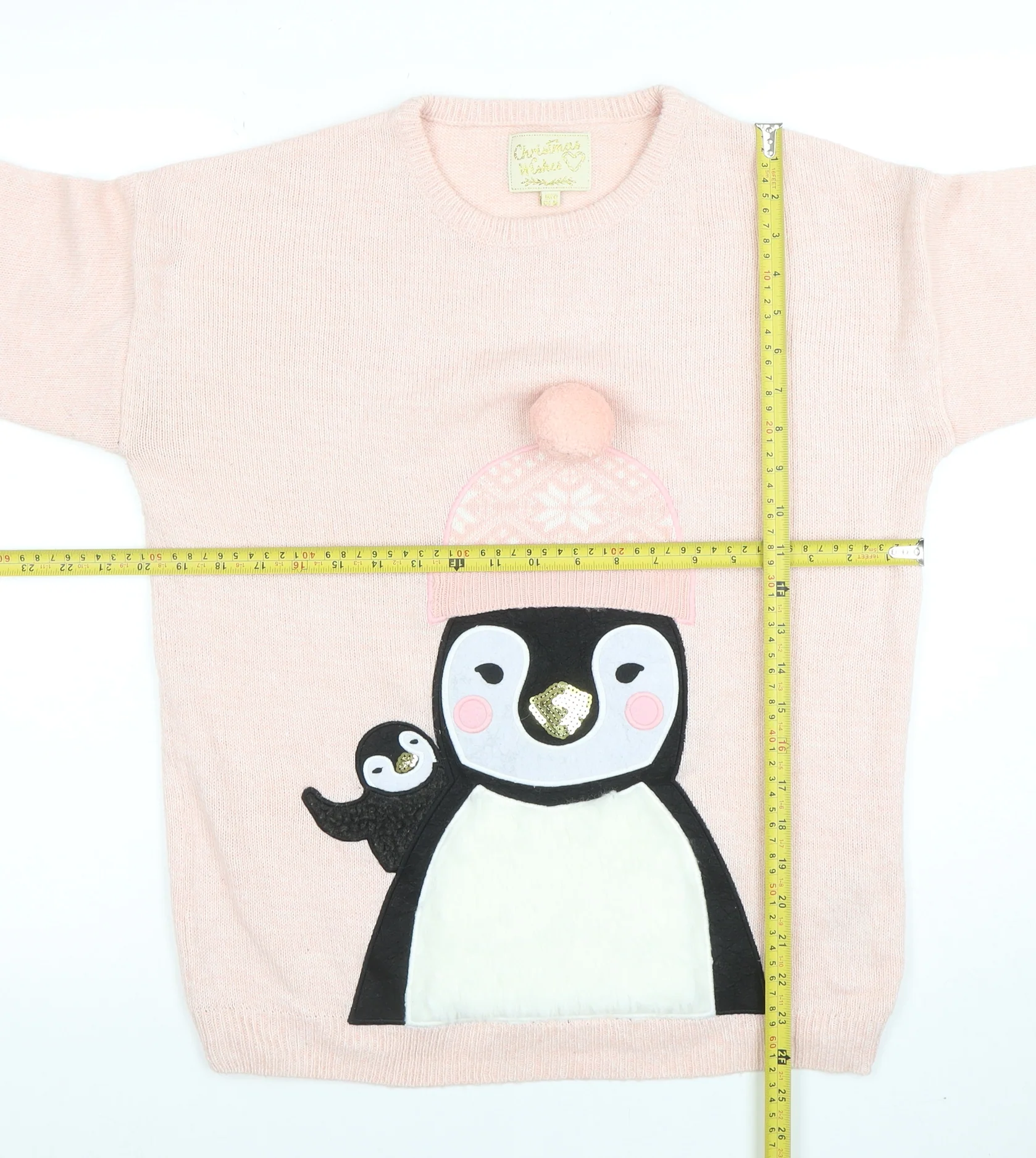 Christmas Wishes Women's Pink Penguin Knit Jumper Size M - Image 2
