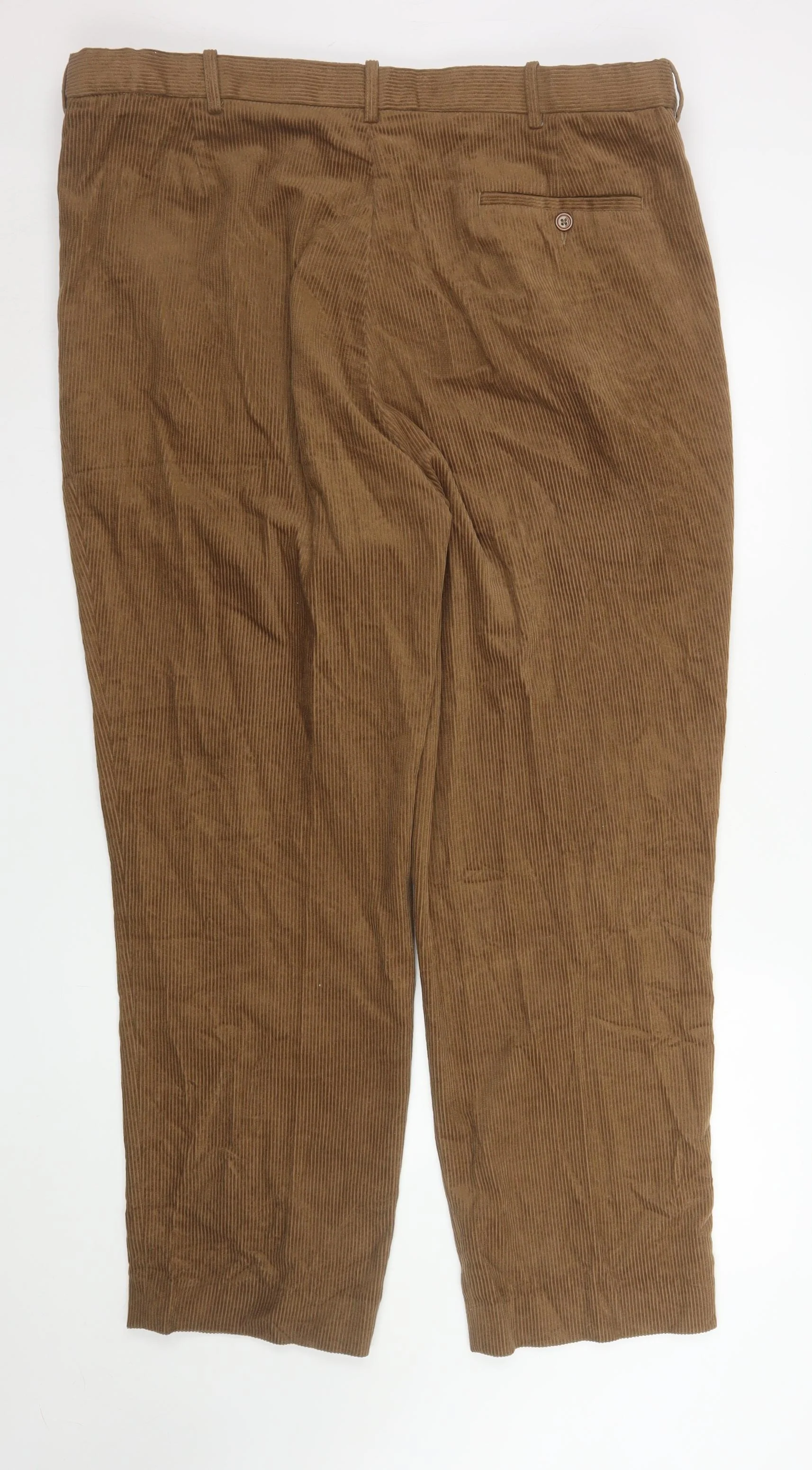 Chums Men's Brown Corduroy Pleated Trousers Size 42W 29L - Image 3