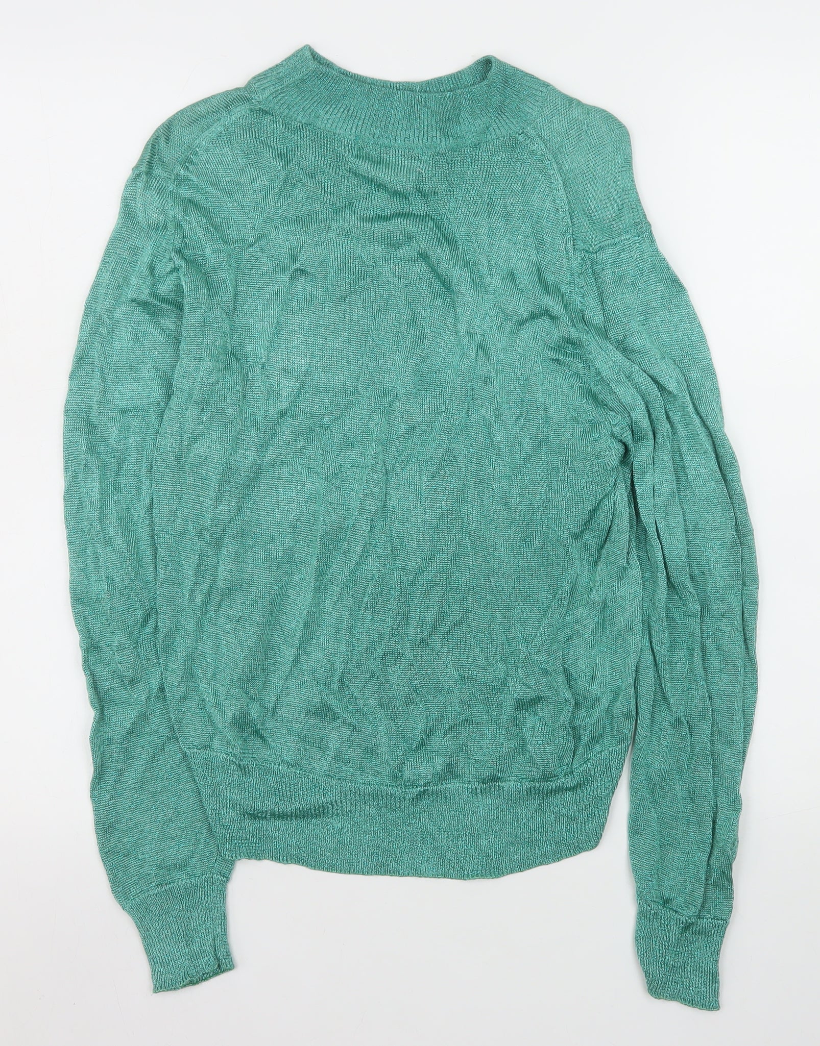 CIRAGE Women’s Green Mock Neck Long Sleeve Lightweight Vintage Pullover Jumper Size M - Image 3