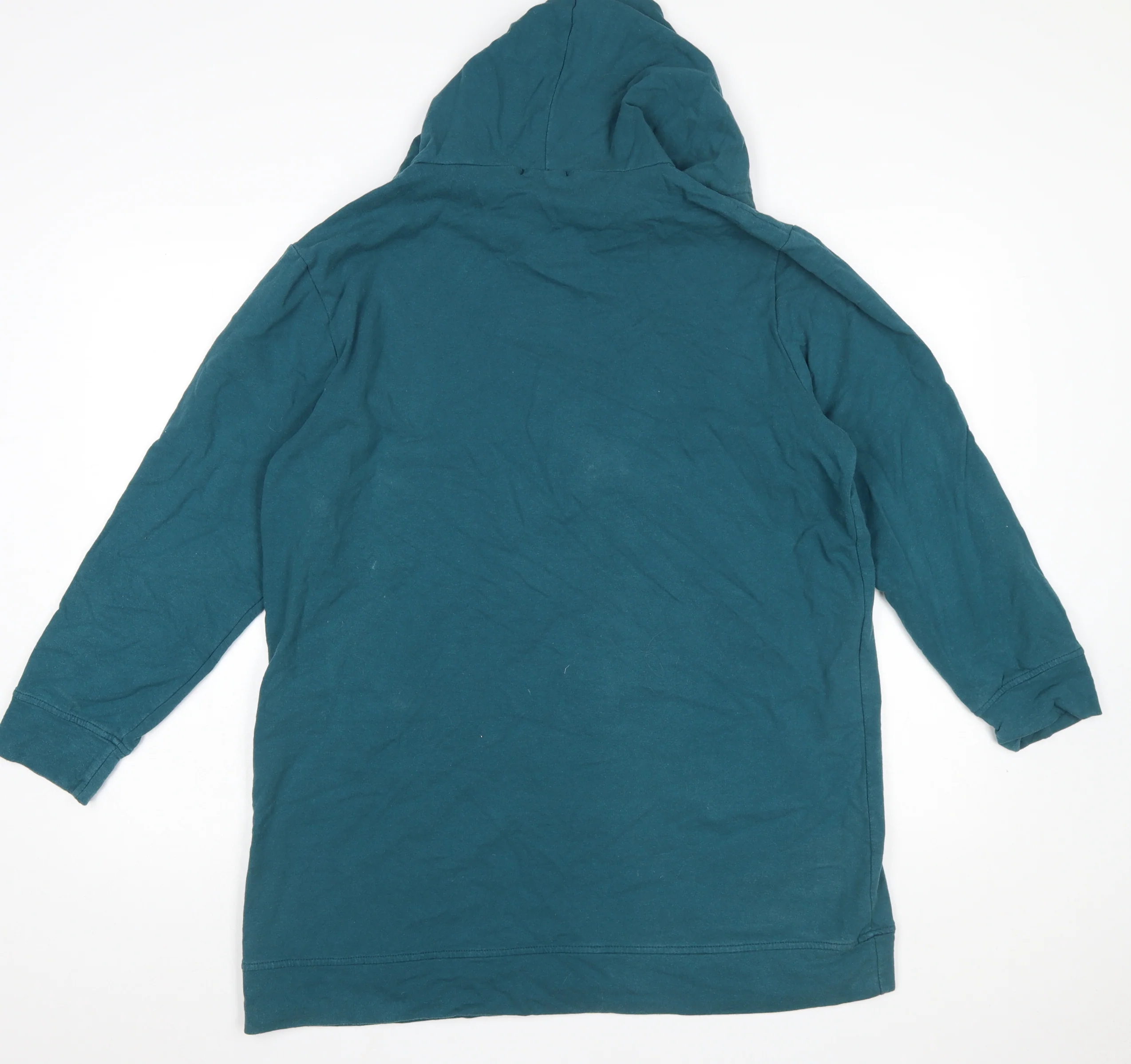 Civico 51 Womens Teal Longline Pullover Hoodie Size L Cotton Blend - Image 3