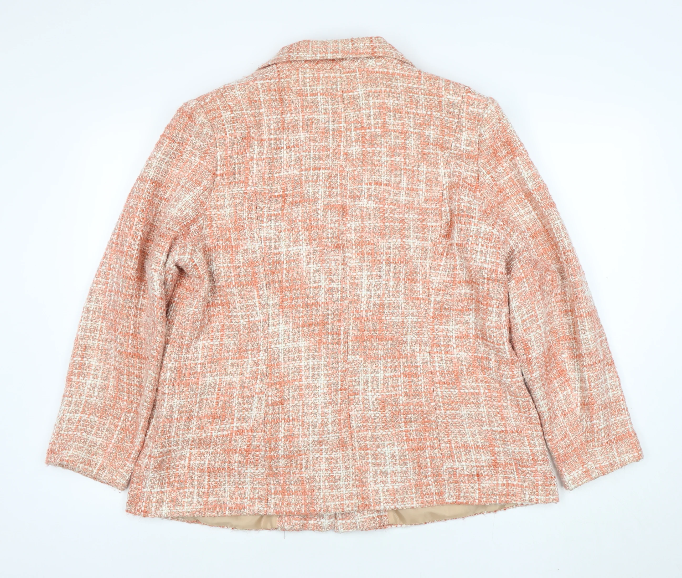 Classics Womens Orange Tweed Lined Single Breasted Jacket Size 20 - Image 3