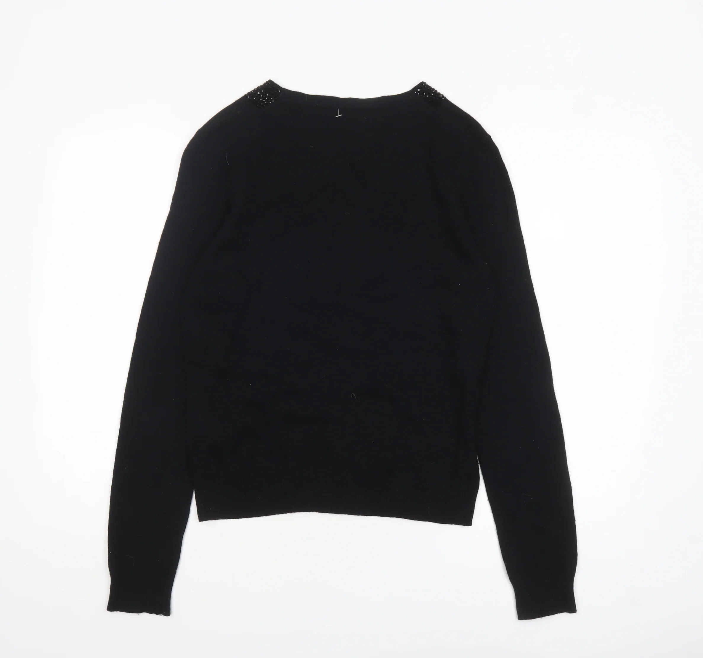 Clements Ribeiro Women’s Black Beaded Collar Jumper Size 14 - Image 3
