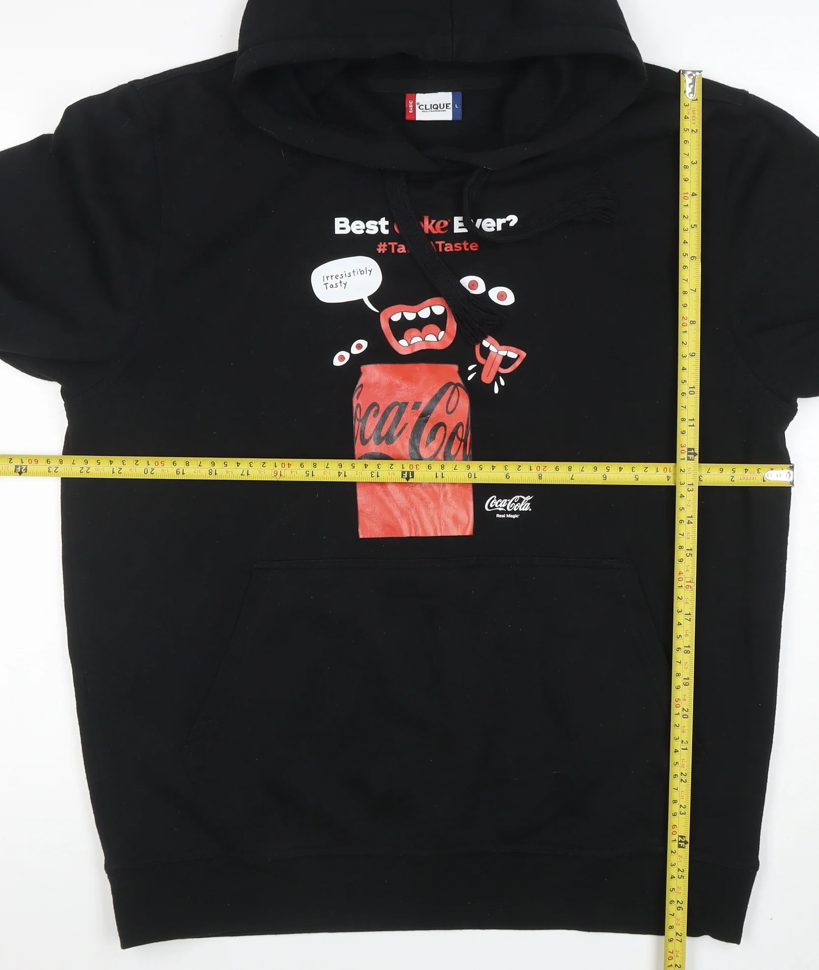 Clique Men’s Black Coca-Cola Graphic Pullover Hoodie Size L - Image 2