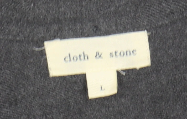 Cloth & Stone Women's Grey Rayon Button-Up Shirt Large Long Sleeve - Image 4