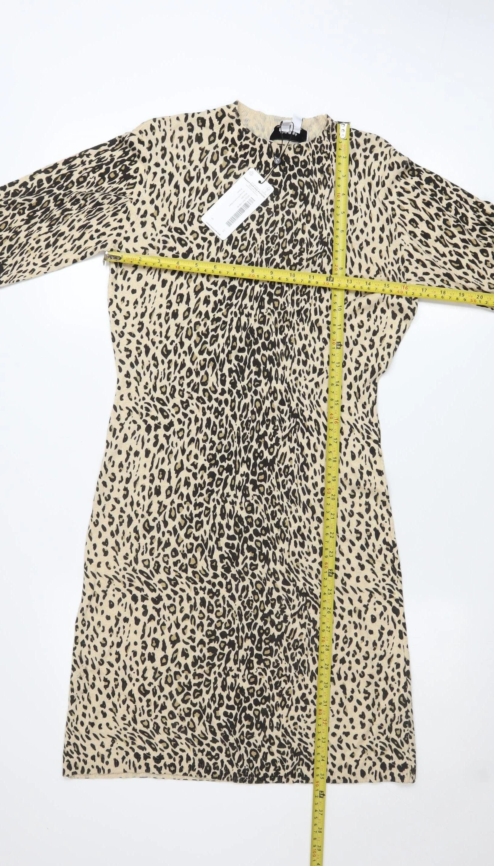 Coast Women Beige Animal Print Long Sleeve Shift Dress Size S - Image 2