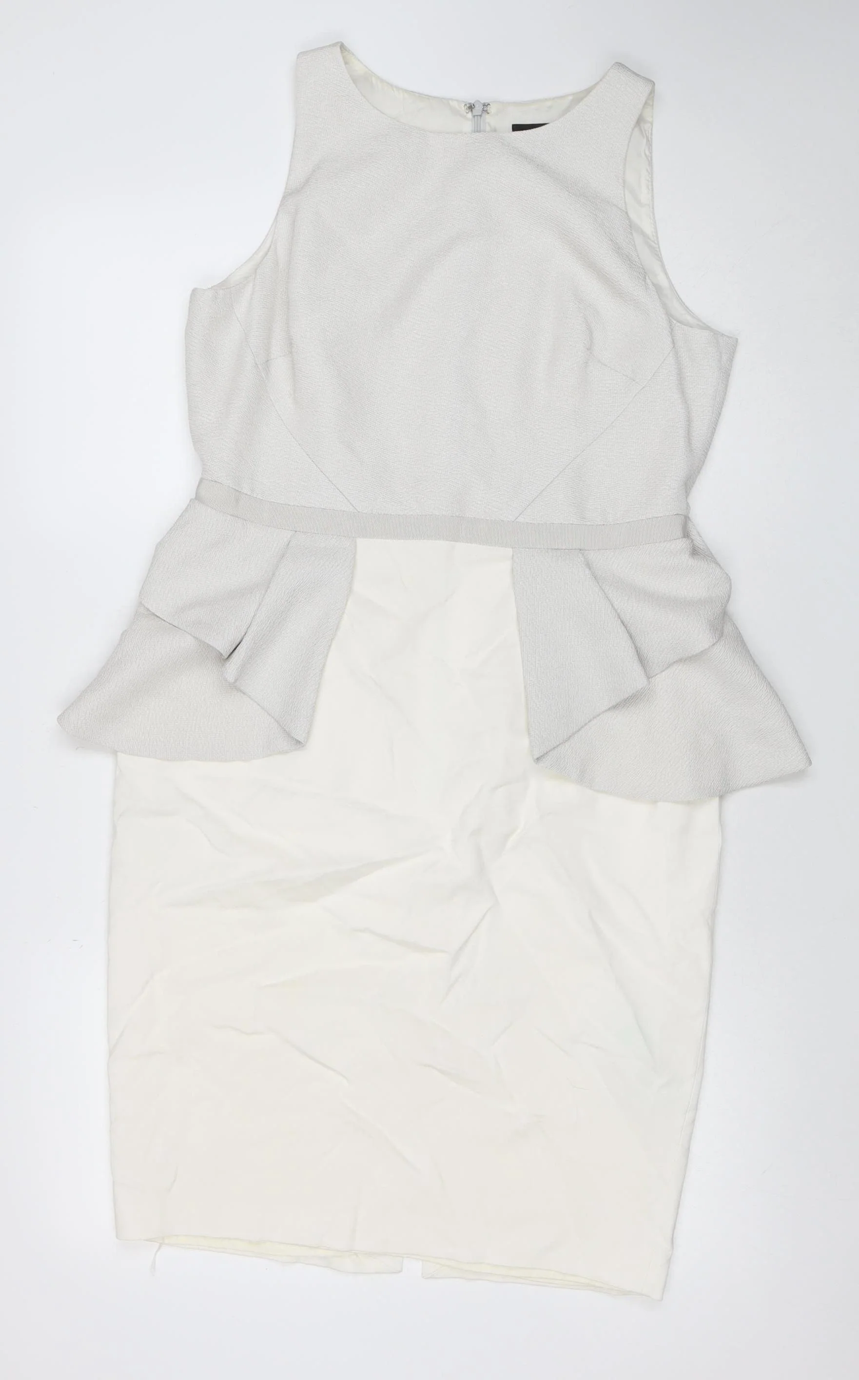 Coast Women's Ivory Sleeveless Peplum Knee Length Dress Size 14