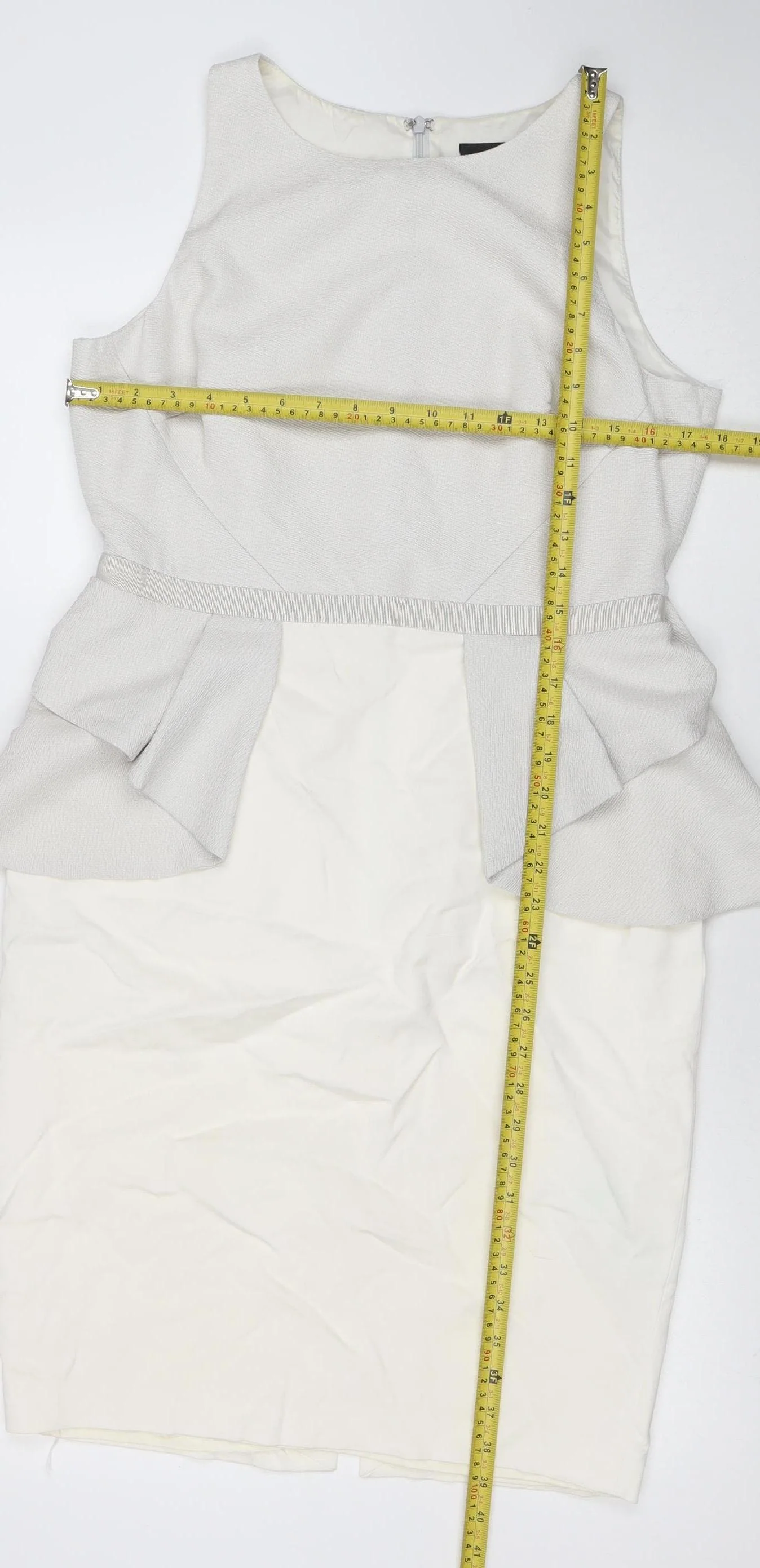 Coast Women's Ivory Sleeveless Peplum Knee Length Dress Size 14 - Image 2