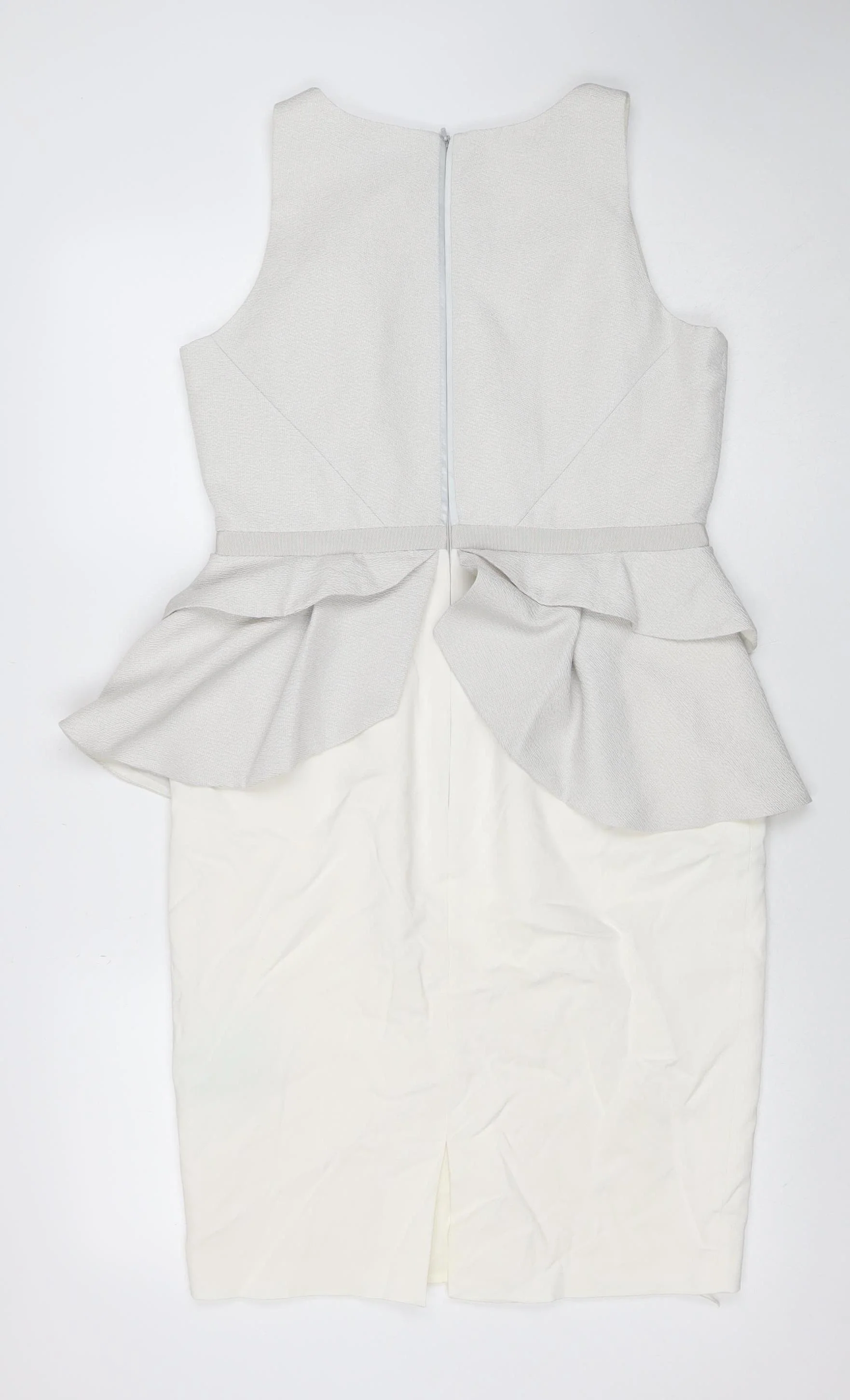 Coast Women's Ivory Sleeveless Peplum Knee Length Dress Size 14 - Image 3