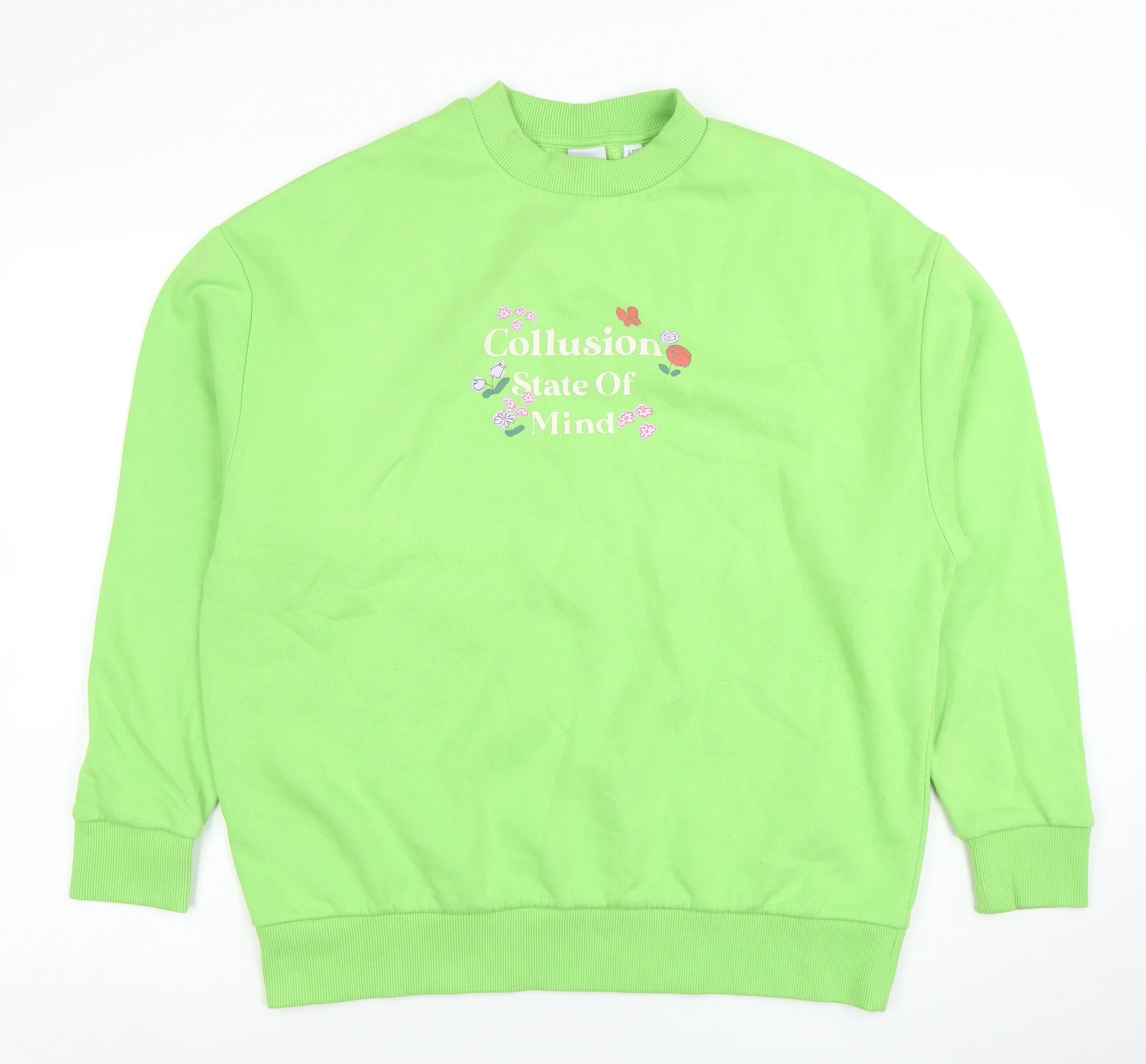 Collusion Womens Green Crew Neck Pullover Sweatshirt Size 6