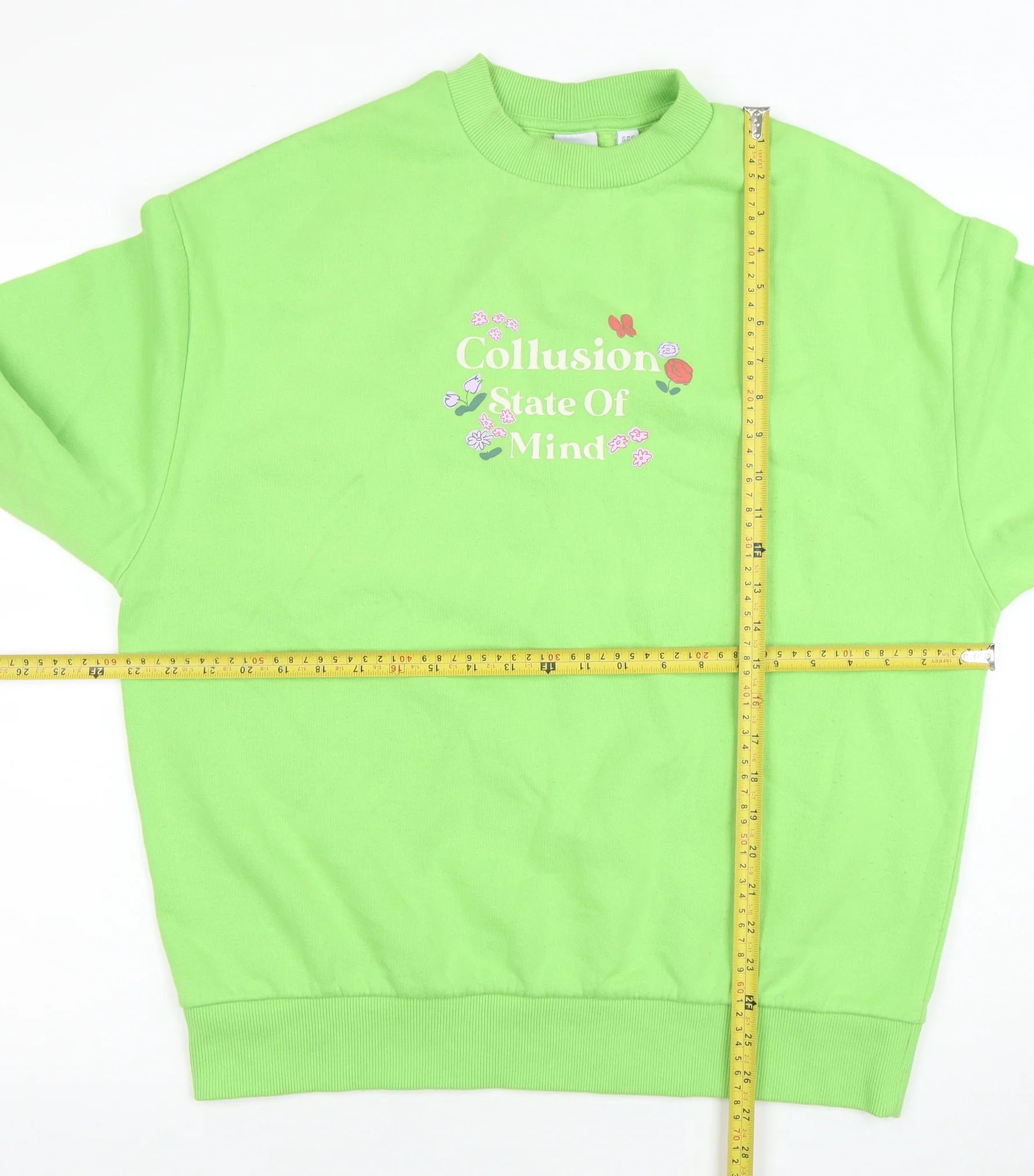 Collusion Womens Green Crew Neck Pullover Sweatshirt Size 6 - Image 2