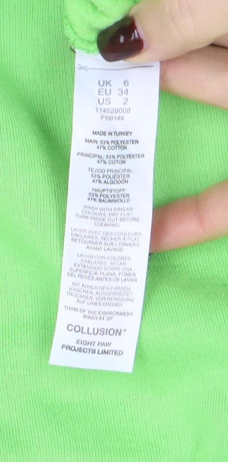 Collusion Womens Green Crew Neck Pullover Sweatshirt Size 6 - Image 4