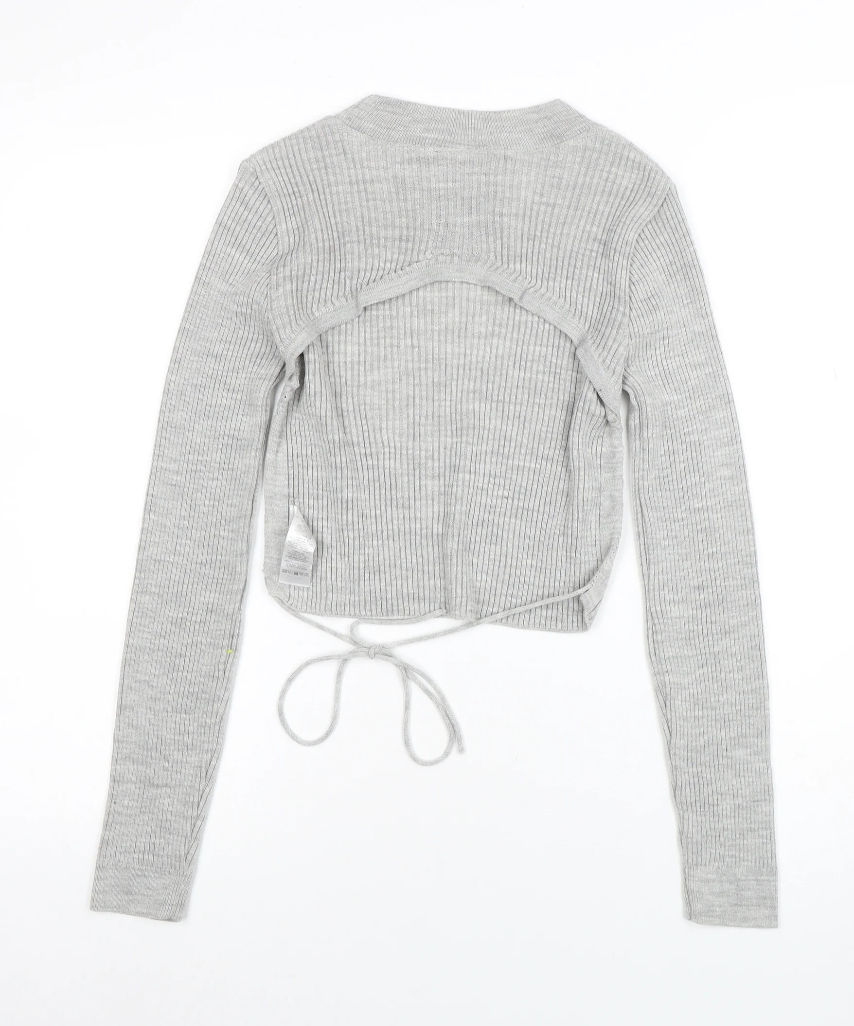 Collusion Women's Grey Ribbed Knit Crew Neck Slim Jumper Size 8 - Image 3