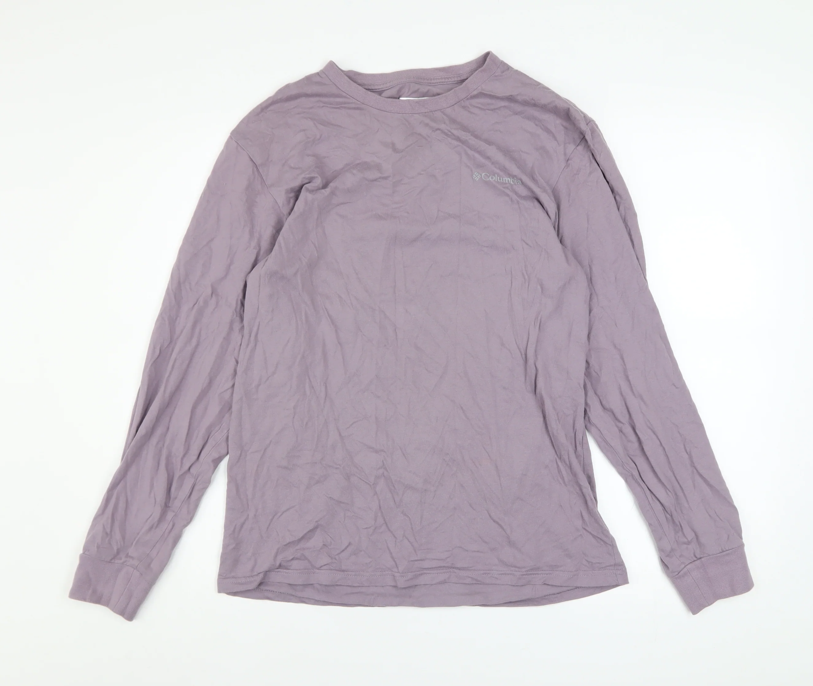 Columbia Men Purple Long Sleeve Cotton Outdoor Graphic Top Size S