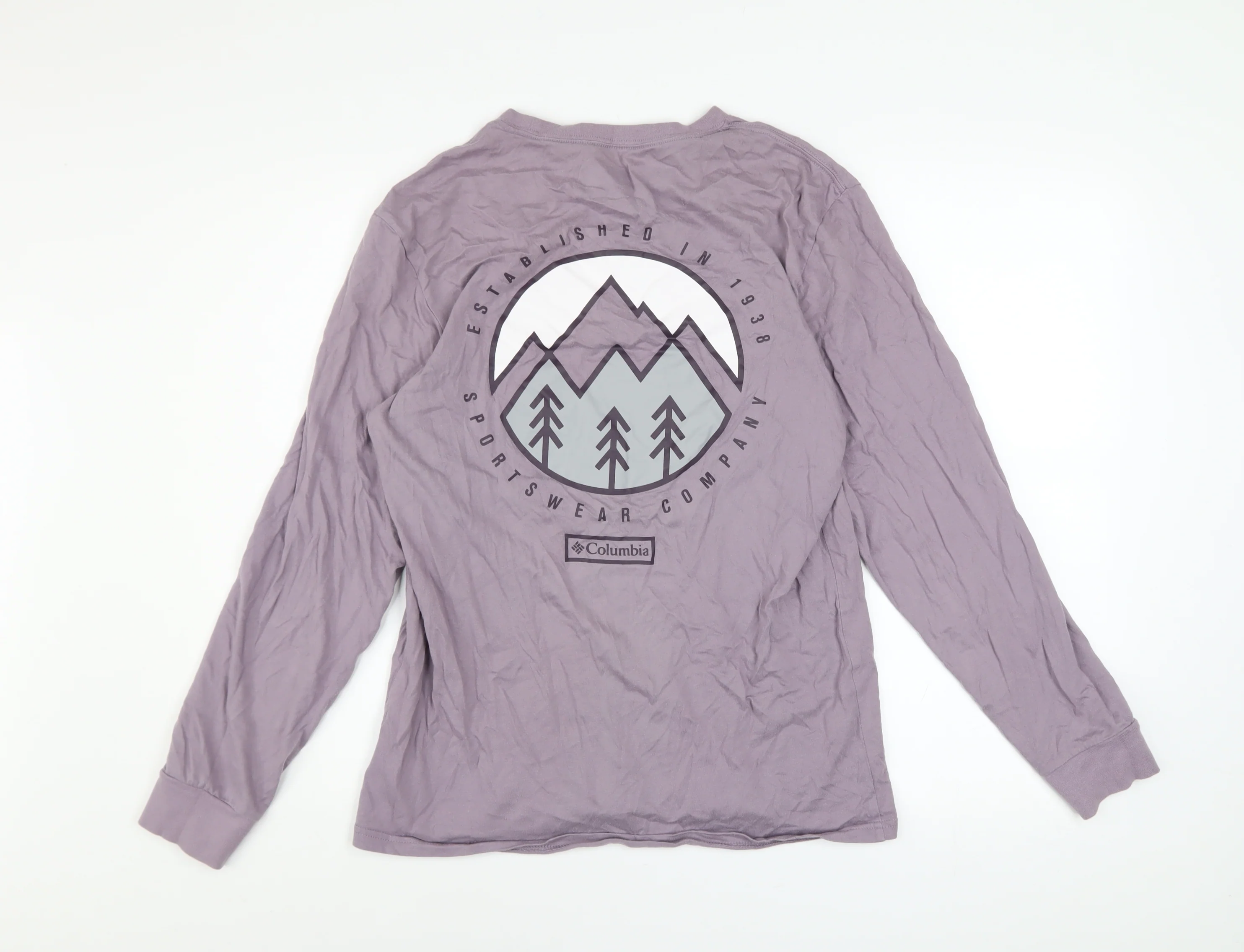 Columbia Men Purple Long Sleeve Cotton Outdoor Graphic Top Size S - Image 3