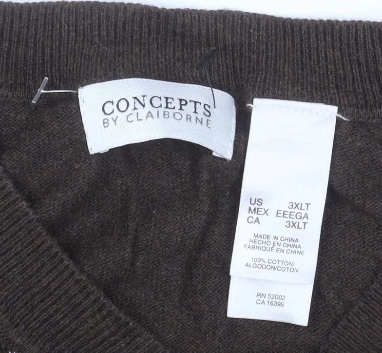 Concepts by Claiborne Men's Brown Argyle Cotton 3XL Vest Jumper - Image 4