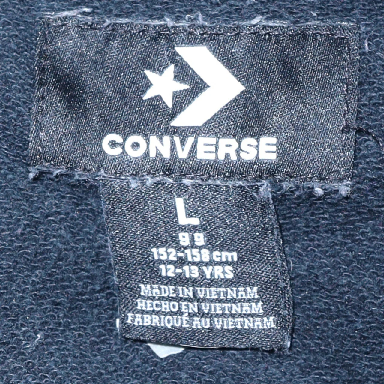 Converse Boys Black Full Zip Hoodie 12-13 Years Logo Fleece Sweatshirt - Image 5