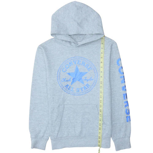 Converse Boys Grey Pullover Hoodie L 12-13 Years Logo Fleece Sweatshirt - Image 3
