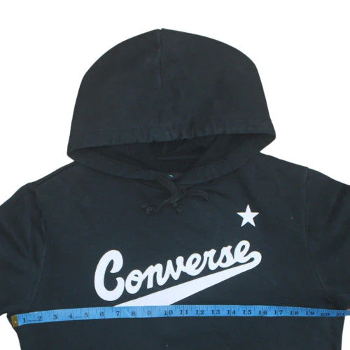 Converse Men's Black Pullover Hoodie S Logo Graphic Fleece - Image 3