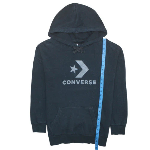 Converse Mens Black Pullover Hoodie XS Regular Fit Logo Fleece - Image 3