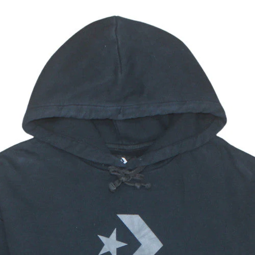 Converse Mens Black Pullover Hoodie XS Regular Fit Logo Fleece - Image 7