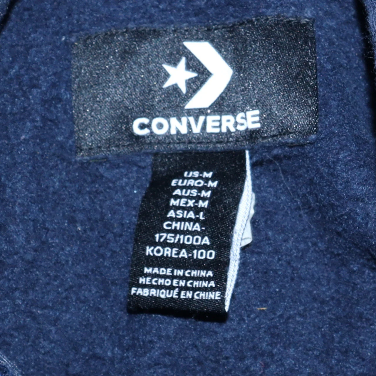 Converse Men's Blue Pullover Hoodie Medium Fleece Sportswear - Image 5